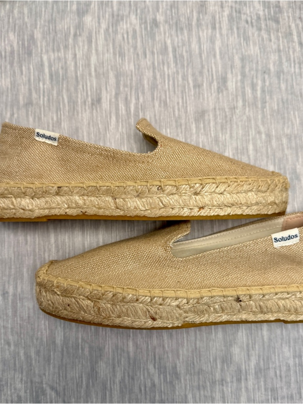 Soludos Platform Espadrille Slip-On in Sand Linen — Size 5